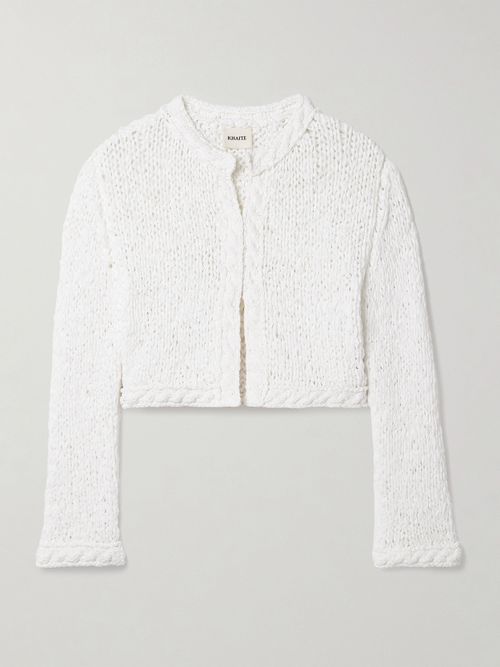 Genevieve Cropped Open-knit Cotton-blend Cardigan - White