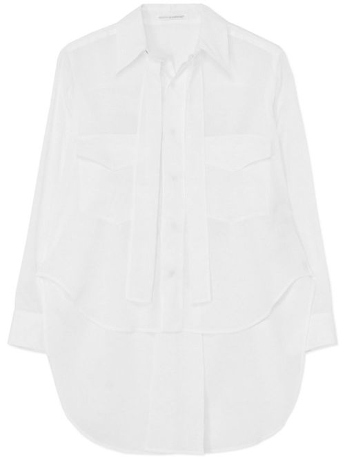 Long-sleeve tied cotton shirt - White