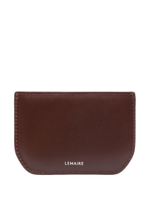 Logo-print leather card holder - Brown