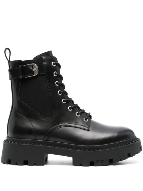 40mm lace-up leather boots - Black