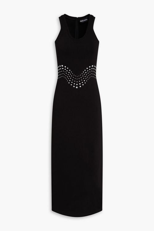 Crystal-embellished jersey midi dress - Black - UK 8