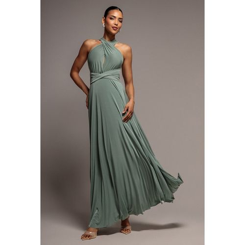 Goddiva Multiway Tie-Up Maxi Dress - Dark Sage