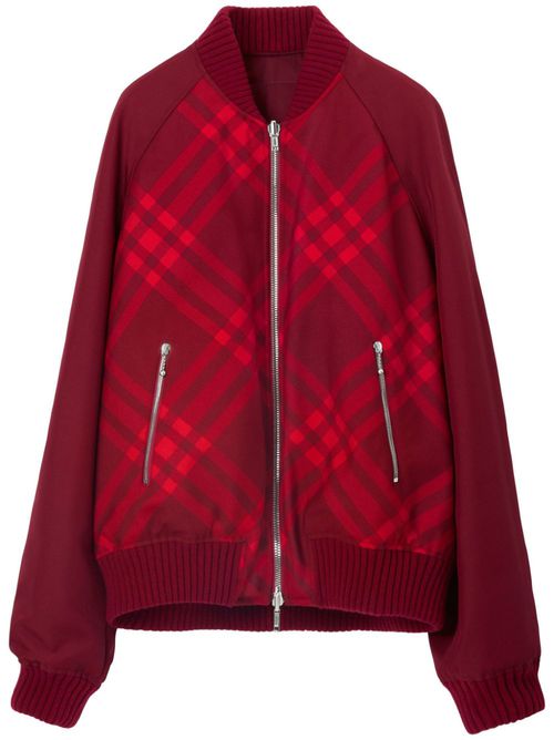 Reversible check-print bomber jacket - Red