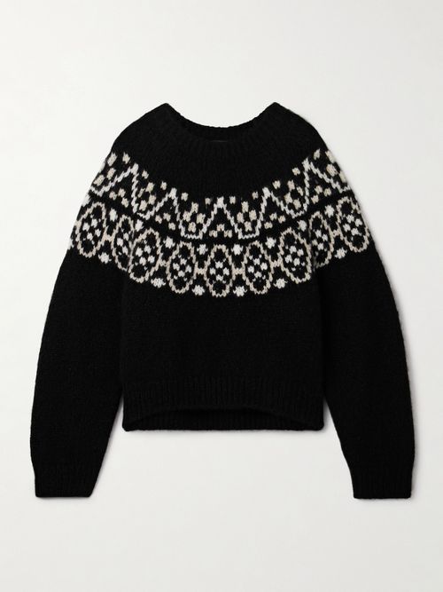 Chrissy Fair Isle Jacquard-knit Cashmere And Silk-blend Sweater - Black