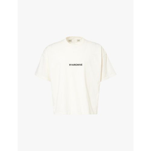 Mens Ecru Crewneck Brand-print Cotton-jersey T-shirt Xl