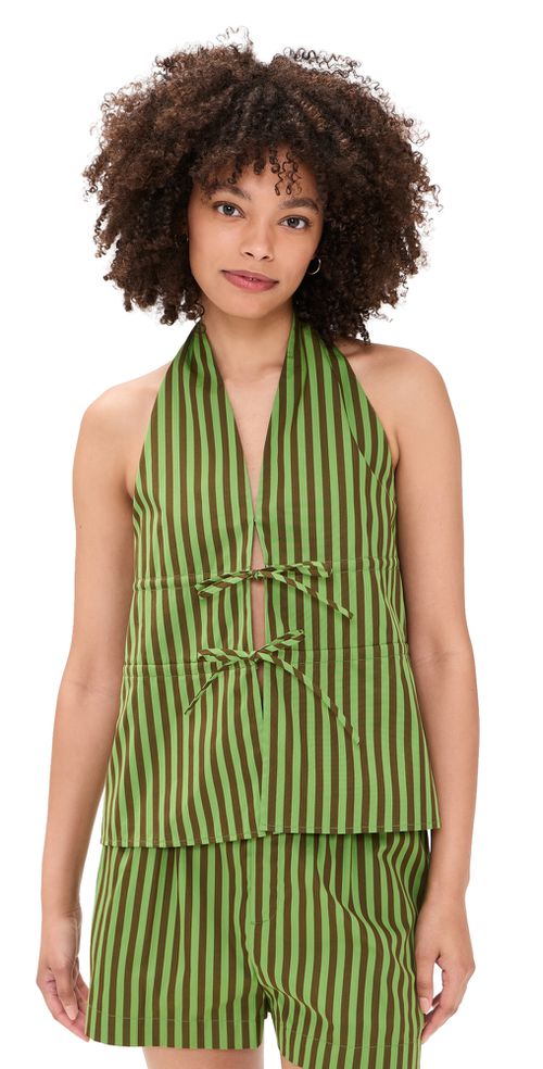 Amira Stripe Top Green Stripe