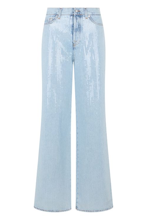 Women's High-Rise Sequin-Decorated Wide-Leg Jeans