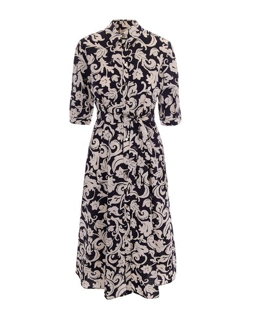 Floral Cotton Poplin Dress — Black