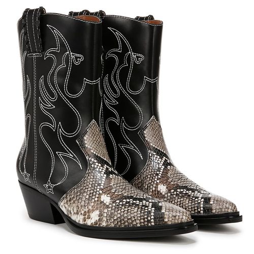 Women's Bianca Western Boots (Black/Grey Snake Print Leather)