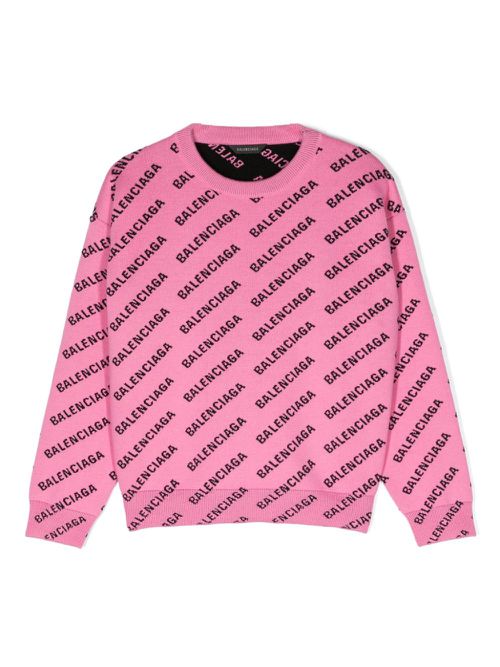 Intarsia-knit logo ribbed-knit jumper - Pink