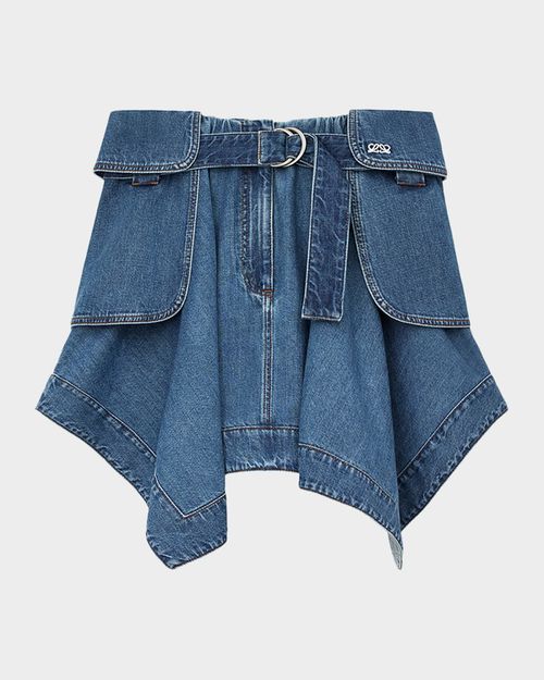 Denim Handkerchief Mini Cargo Skirt