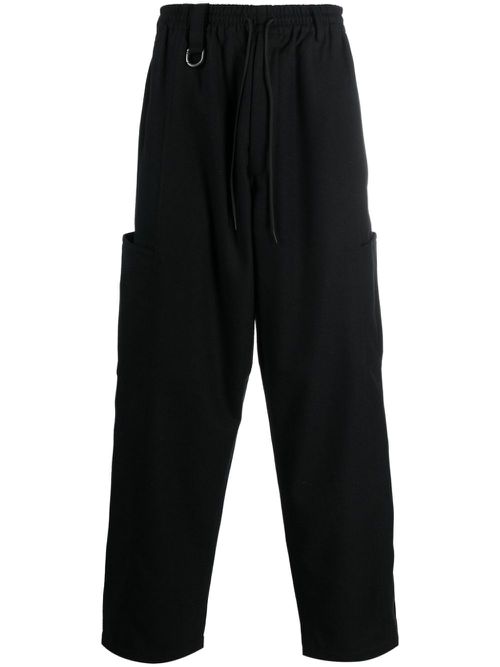 Drawstring cotton track pants - Black