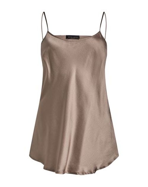 Woman Top Taupe Size M Silk, Elastane