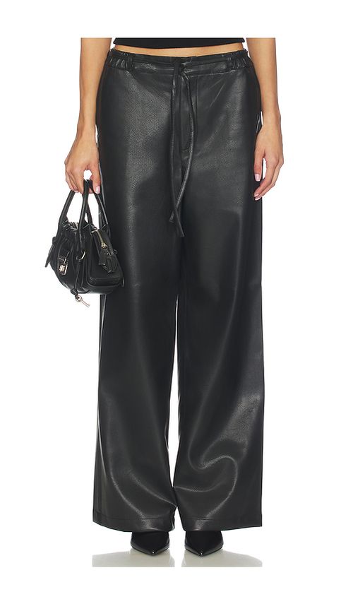 BLANKNYC Faux Leather Wide Leg Pant in Black. S. Also in XS