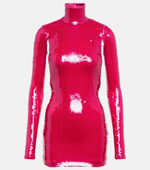 Sequined turtleneck minidress