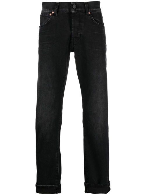 Light-wash strap detail jeans - Black