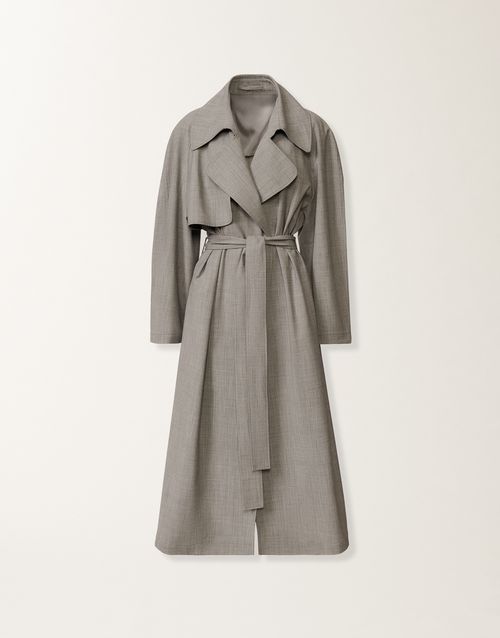 Trench coat in lightweight bi-stretch wool, rock mélange