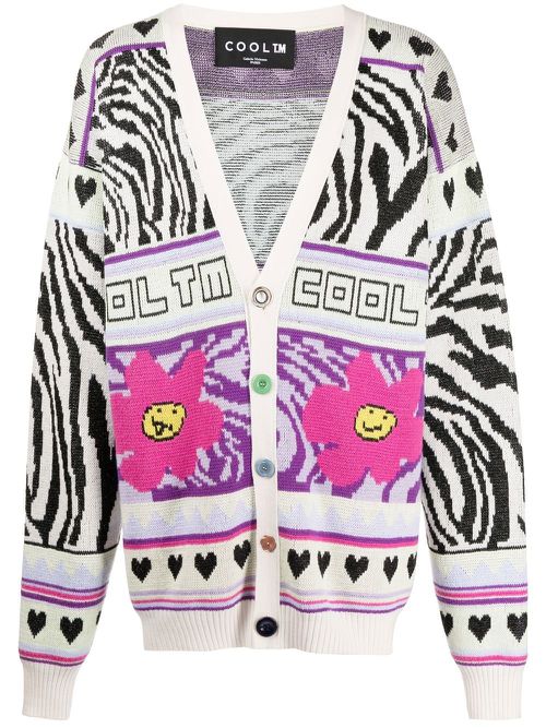 Intarsia-knit graphic cardigan - Multicolour