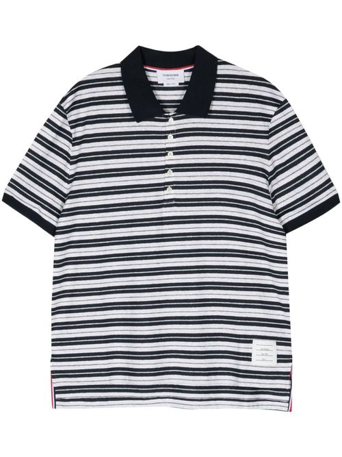 Logo-patch striped polo shirt - Blue