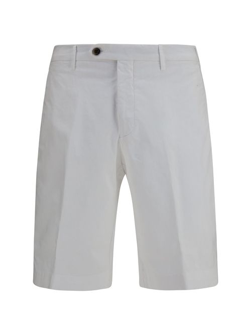 Extended-Flap Cotton Bermuda — White