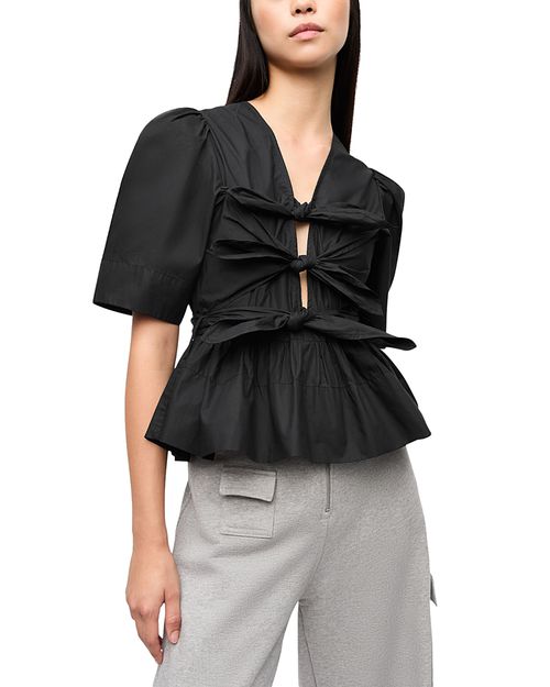 Tie Front Peplum Top