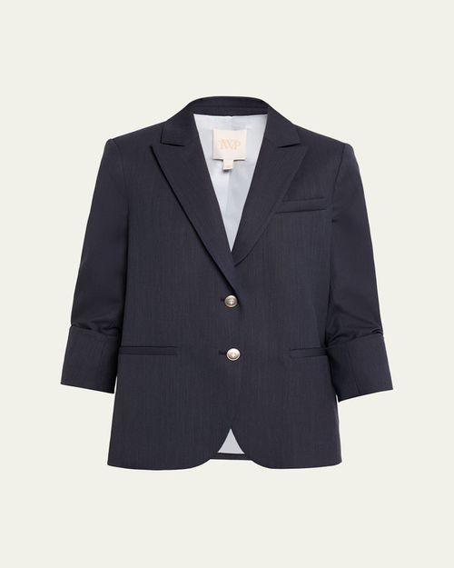 Boyfriend Single-Breasted Stretch Wool Blazer