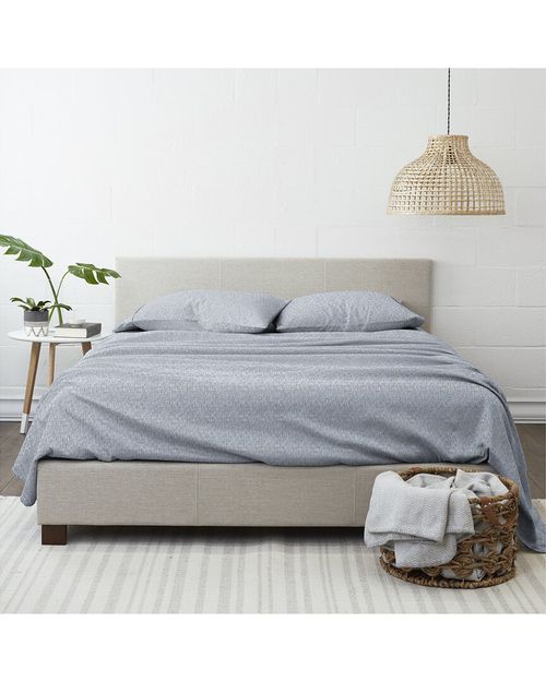 Ultra Soft Chambray Style Light Blue 4Pc Sheet Set
