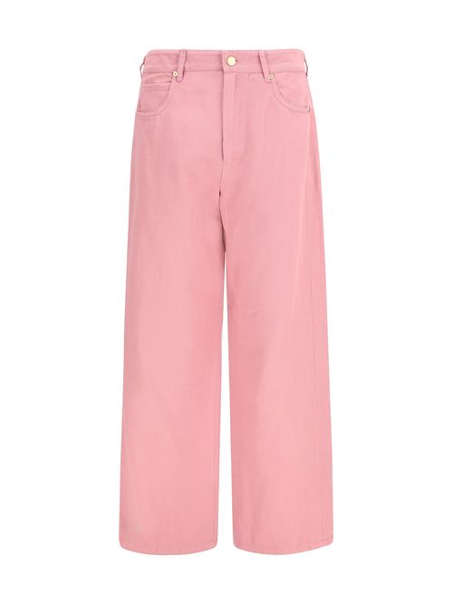 Cotton-Linen Blend Trousers — Pink