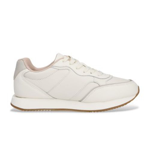 Tommy Hilfiger for woman. FW0FW08696 Off-white Runner Leather Sneakers (39), Flat, Laces, Casual