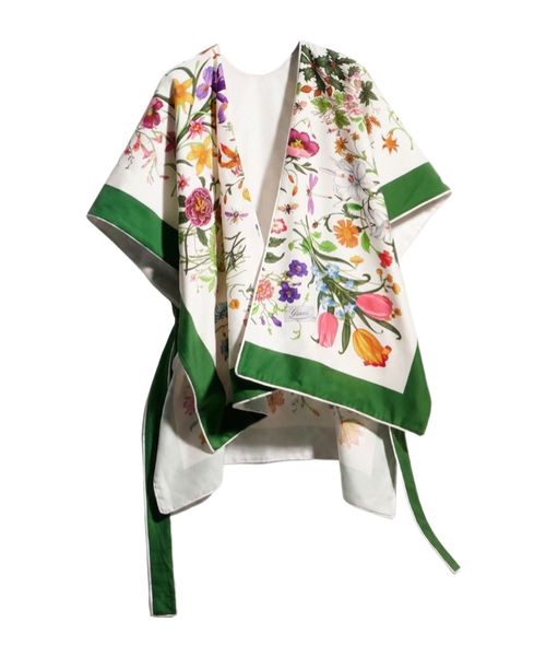 Printed cotton cape dress