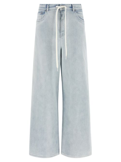 Drawstring Waist Denim Jeans — Blue