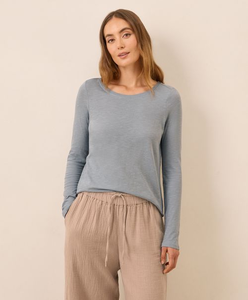 Women's Smoke Blue Featherweight Slub Long Sleeve Tee