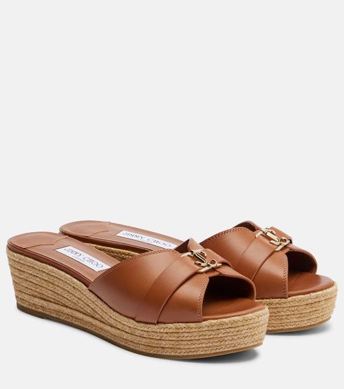 Leda leather espadrille wedges
