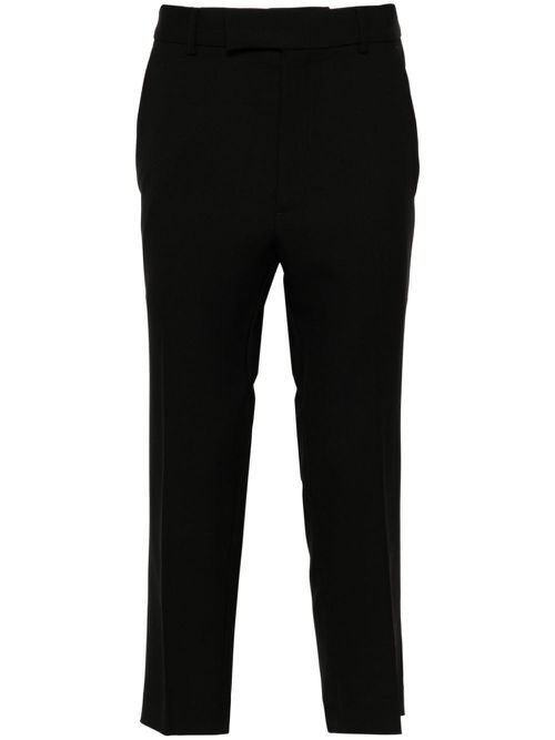 Embroidered-trim tapered trousers - Black