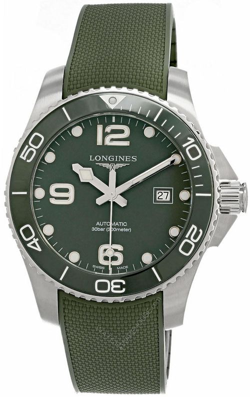LONGINES Hydro Conquest 41MM AUTO Green Rubber Strap Men's Watch L3.781.4.06.9