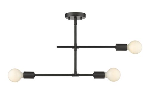Modernist 3-Light Semi Flush Mount Ceiling Light In Matte Black