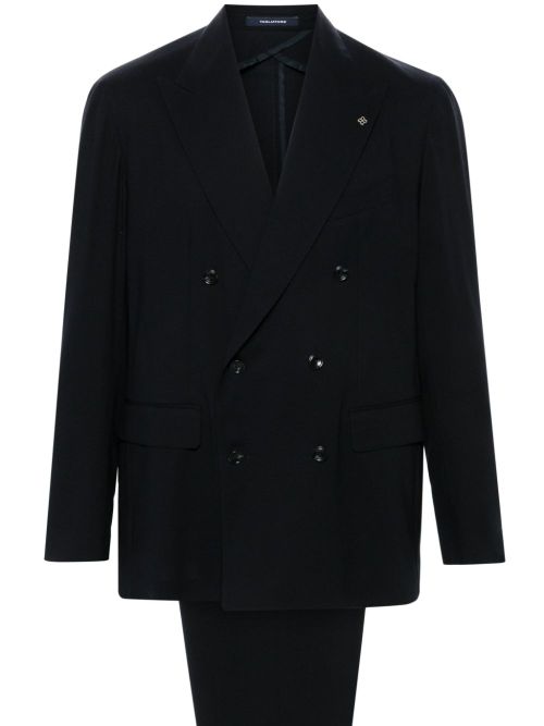 Double-breasted crepe suit - Blue
