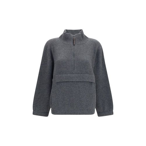 Cashmere Half-Zip Sweatshirt — Gray