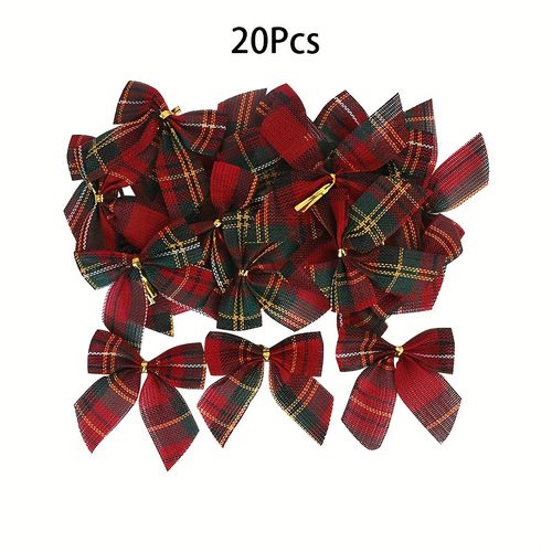 TEMU 20 Vintage Christmas Burlap Bow Ties: Festive Ribbon Bow Set For Diy Gift Wrapping, Christmas Tree, Wreath, And Holiday Decorations - , No