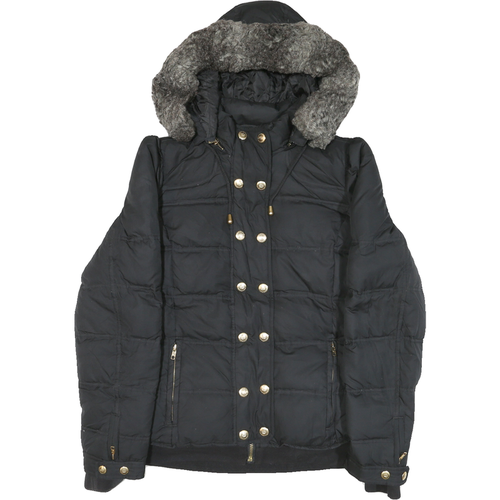 JUICY COUTURE Womens Black Puffer Jacket XL Polyester Blend Quilted Zip Hooded