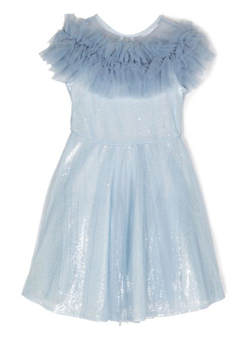 Ruffled sequined dress - Blue