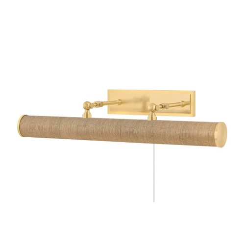 Aged Brass Grasscloth Picture Light from the Holly Collection