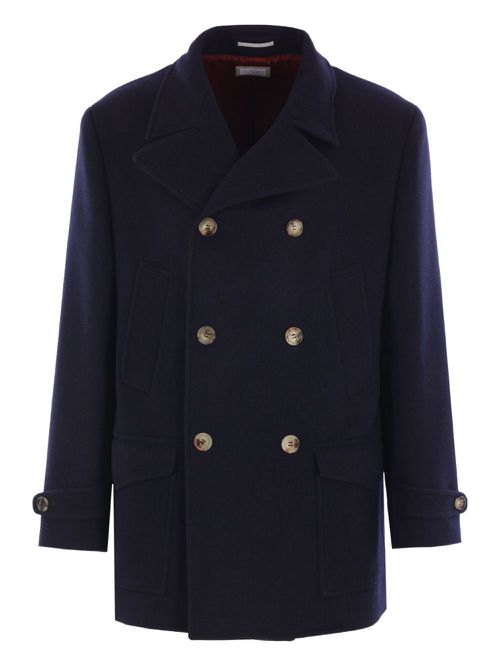 Double-breasted wool coat - Blue