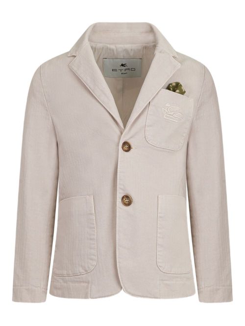 ETRO KIDS logo-embroidered blazer - Neutrals
