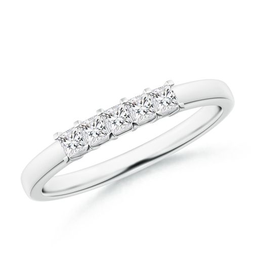 Angara 0.3 Carat Classic Five Stone Princess Diamond Wedding Ring for Her in 14K White Gold