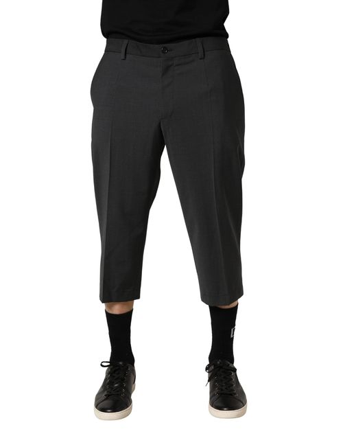 Cropped Wool Chinos — Gray