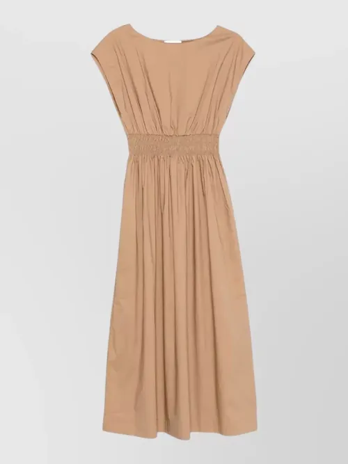 Roberto Collina - cotton midi dress gathered waist sleevele