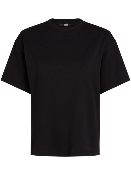 Logo-tape organic-cotton T-shirt - Black