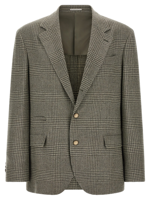 Prince of Wales Wool and Cashmere Blazer — Green