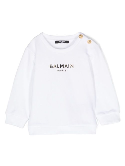 Logo-appliqué cotton sweatshirt - White